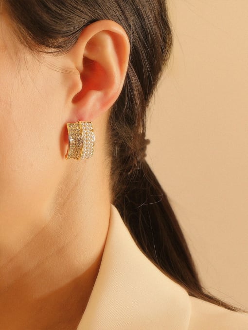 HYACINTH Brass Cubic Zirconia Geometric Bohemia Stud Trend Korean Fashion Earring 3
