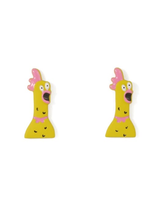 Five Color Alloy Enamel Irregular Cute Chicken Stud Earring 3
