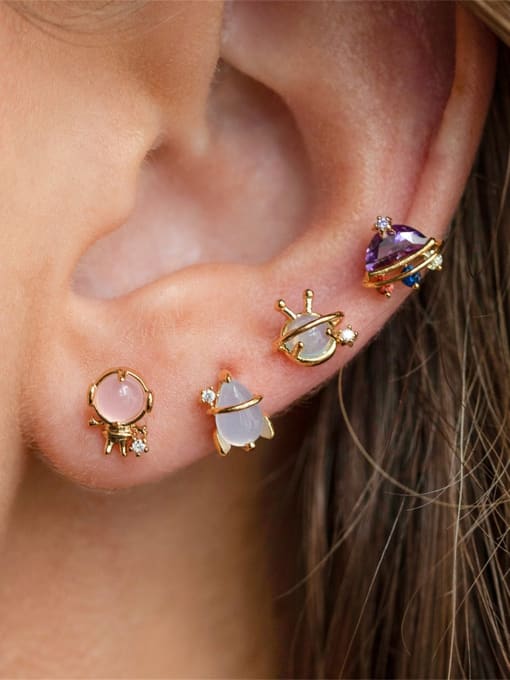COLSW Brass Opal Irregular Cute Stud Earring 1