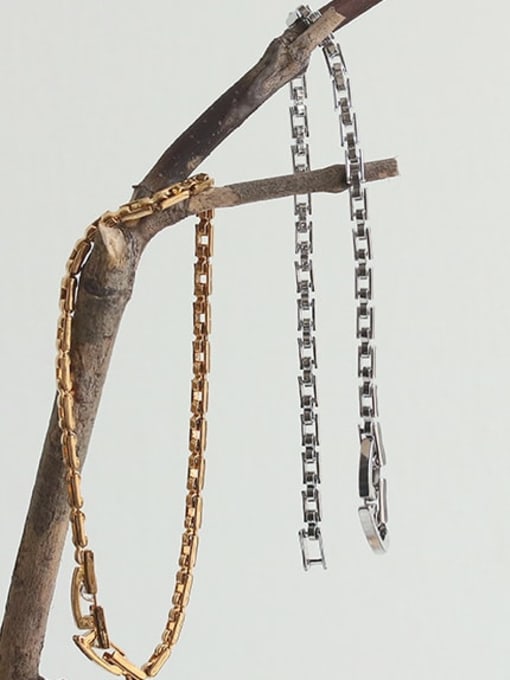 ACCA Brass Cubic Zirconia Geometric Vintage Link Bracelet