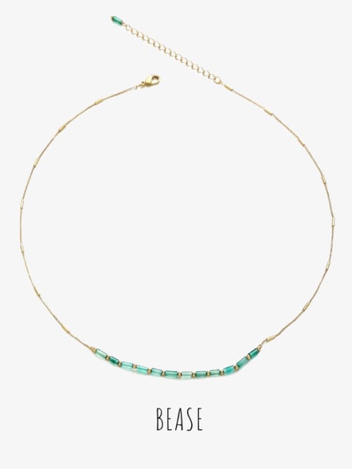 Gold Brass Glass beads Geometric Trend Necklace