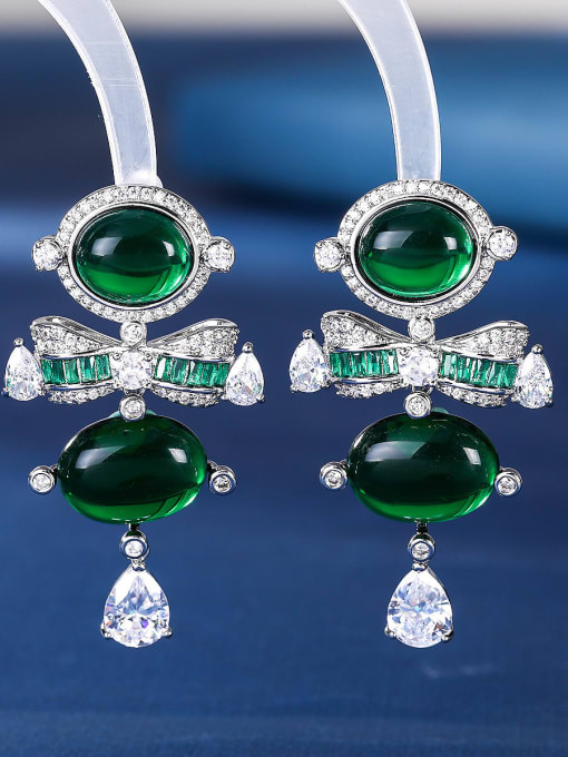 19 Brass Cubic Zirconia Multi Color Heart Luxury Cluster Earring