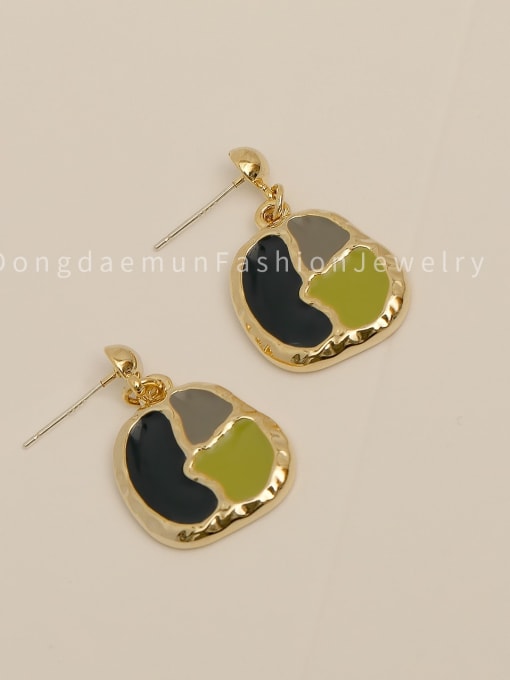 14k Gold Blue fruit green Brass Enamel Geometric Ethnic Drop Trend Korean Fashion Earring