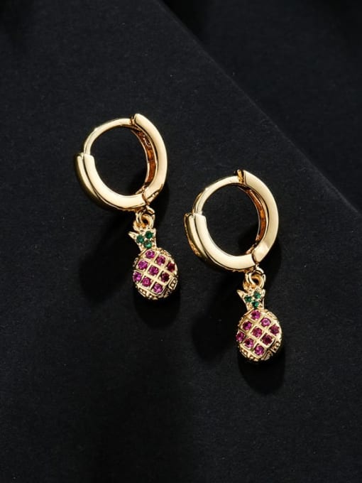 AOG Brass Cubic Zirconia Friut Cute Huggie Earring 1