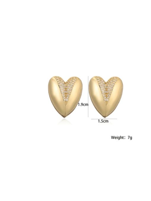 AOG Brass Cubic Zirconia Heart Minimalist Stud Earring 1
