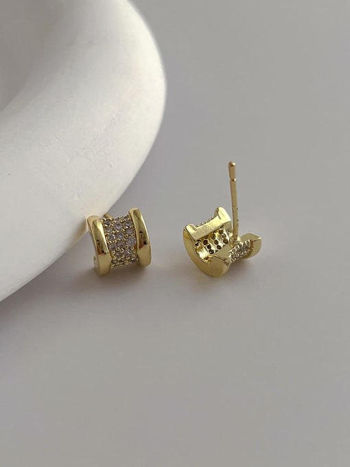 ZRUI Brass Cubic Zirconia Geometric Minimalist Stud Earring 2