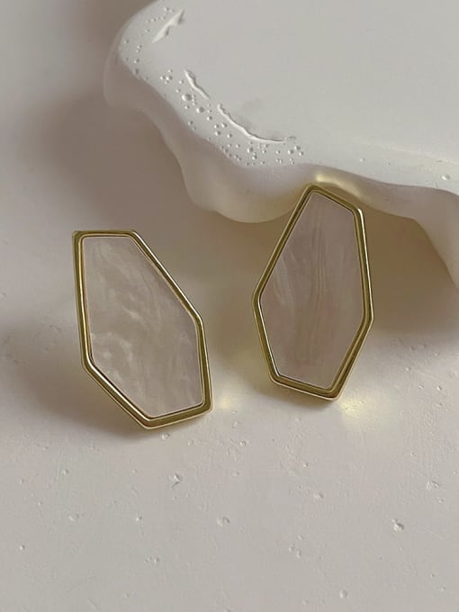 D250 cream earrings Brass Geometric Trend Stud Earring