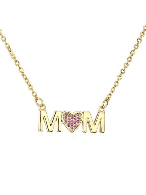 AOG Brass Cubic Zirconia Heart Dainty Letter MOM Pendant Necklace 0