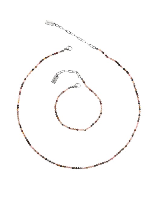 TINGS Brass Glass beads  Minimalist Irregular  Bracelet and Necklace Set 0