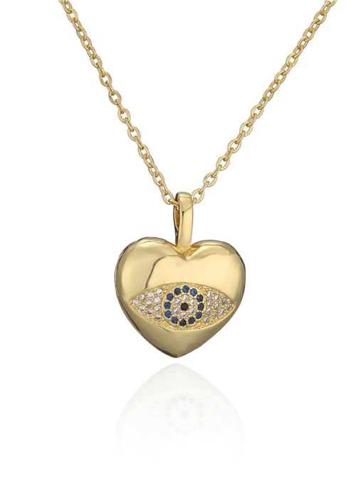 20778 Brass Cubic Zirconia  Trend Heart Pendant Necklace