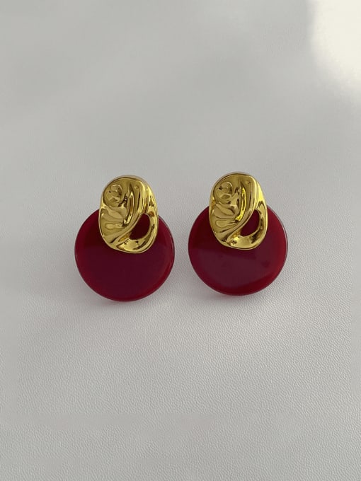 G299 Gold Brass Resin Geometric Vintage Drop Earring