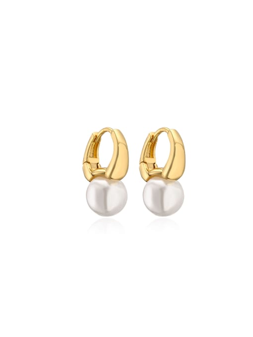 AOG Brass Imitation Pearl Geometric Dainty Stud Earring 0