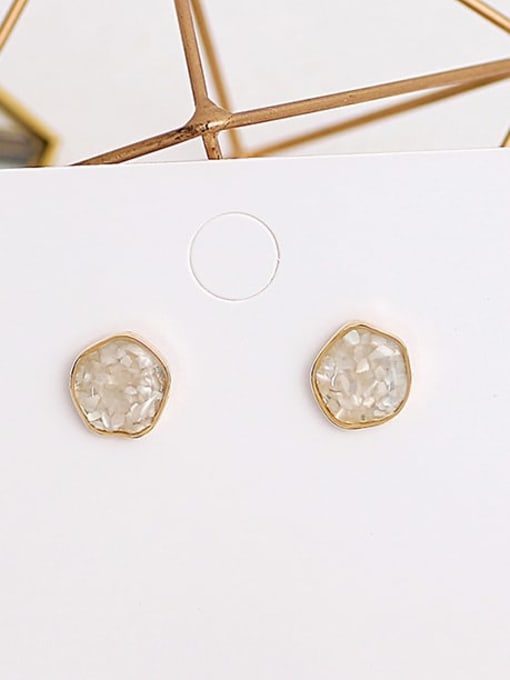 Beige Copper Opal Geometric Dainty Stud Trend Korean Fashion Earring
