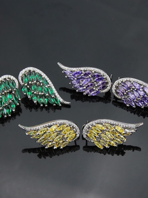 renchi Brass Cubic Zirconia Wing Luxury Stud Earring 2