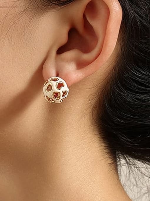 Five Color Brass Enamel Ball Minimalist Stud Earring 1