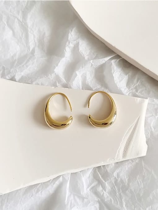 14K gold Copper Irregular Minimalist Hook Trend Korean Fashion Earring