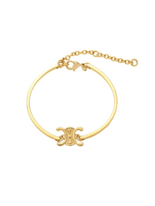 golden Brass Irregular Minimalist Link Bracelet