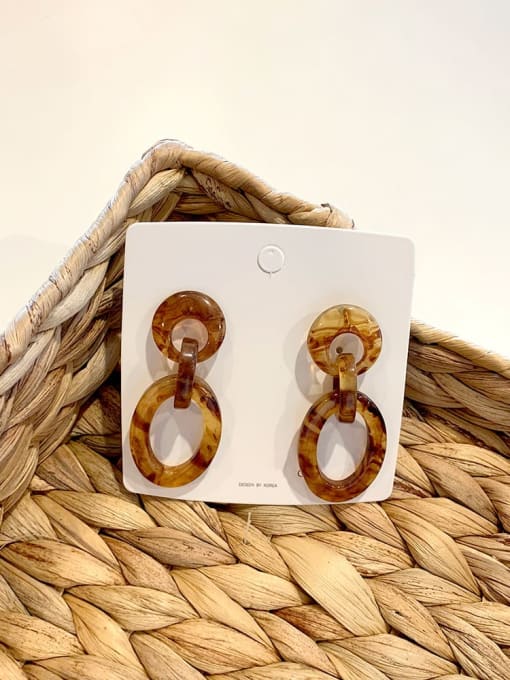 Amber acrylic Oval Pendant Earrings Alloy Resin Geometric Vintage Drop Earring/Multi-Color Optional