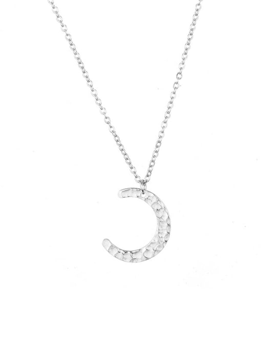 Steel color Stainless steel Moon Minimalist Necklace