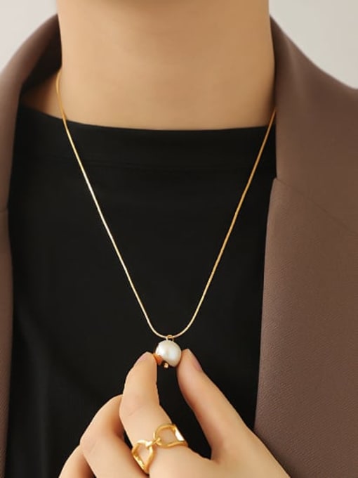 ACCA Brass Imitation Pearl Ball Hip Hop Necklace 2