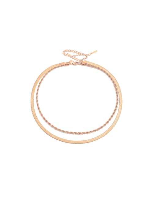 Rose gold Stainless steel Snake Minimalist Multi Strand Necklace
