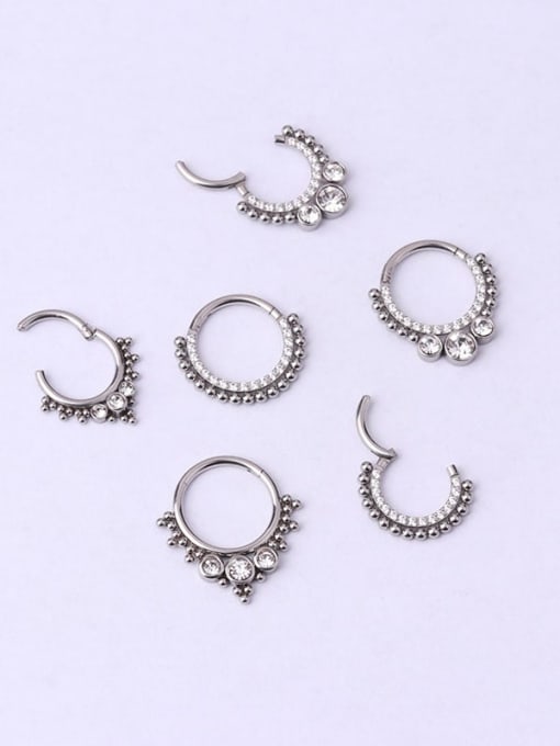 HISON Stainless steel Rhinestone Geometric Hip Hop Nose Rings(Single Only One) 2