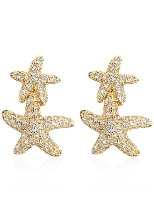 AOG Brass Cubic Zirconia  Sea Star Vintage Cluster Earring 0