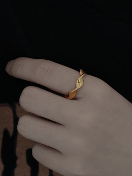 golden Brass Smooth Irregular Minimalist Band Ring