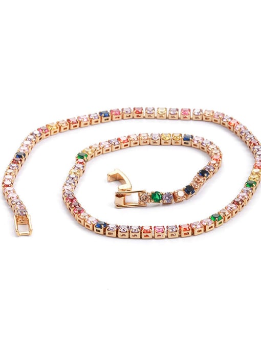 Colorful zircon necklace (30cm) Brass Cubic Zirconia Geometric Minimalist Necklace