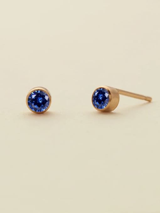 September Blue Gold Stainless steel Birthstone Geometric Minimalist Stud Earring