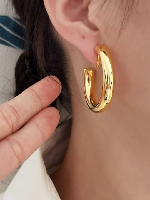 HYACINTH Brass Geometric Minimalist Hoop Earring 1