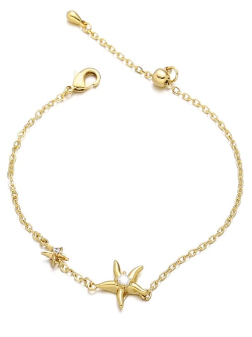 Two starfish bracelets Brass Imitation Pearl Star Hip Hop Link Bracelet