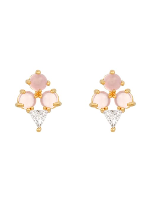 Pink Ice Cream Brass Cubic Zirconia Multi Color Irregular Cute Stud Earring