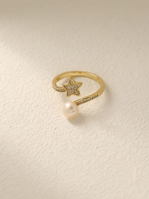HYACINTH Brass Cubic Zirconia Star Cute Band Fashion Ring 0
