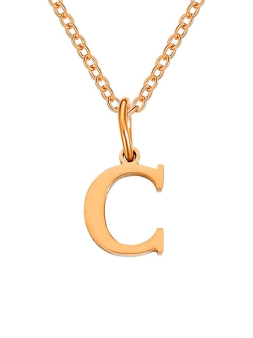 C Rose Gold Stainless steel Letter Minimalist Necklace