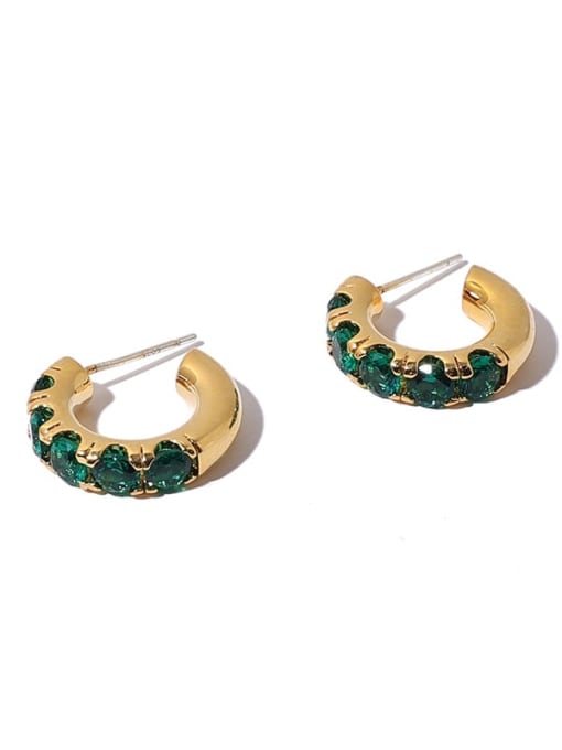 Five Color Brass Rhinestone Geometric Vintage Huggie Earring 2