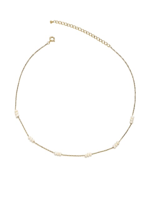 Natural pearl chain Brass Imitation Pearl Moon Hip Hop Necklace