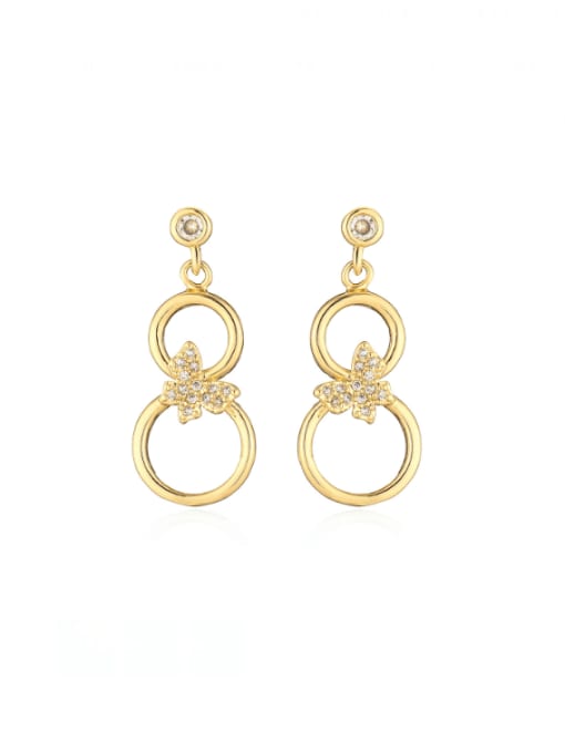 44758 Brass Cubic Zirconia Geometric Hip Hop Drop Earring