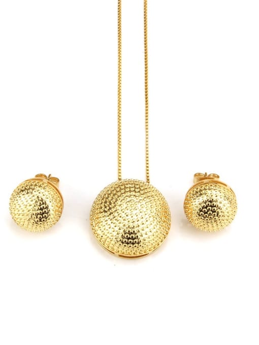 renchi Brass Vintage Round ball Earring and Necklace Set 1