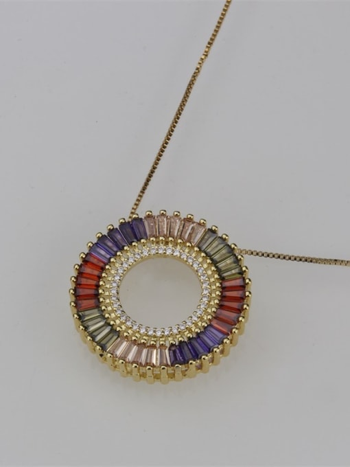 renchi Brass cubic zirconia round luxury Pendant Necklace 3