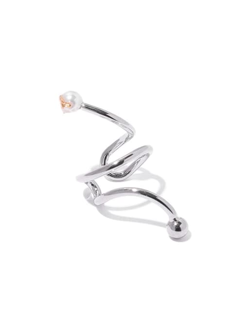 TINGS Brass Freshwater Pearl Irregular Hip Hop Single Earring(Single -Only One)