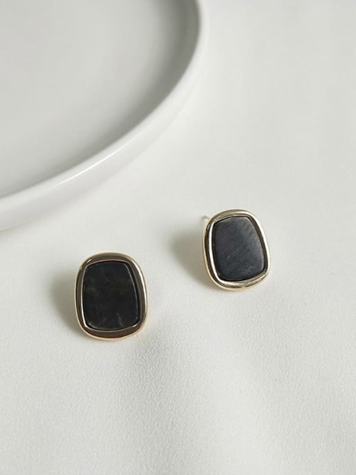 14K gold black Copper Shell Geometric Ethnic Stud Trend Korean Fashion Earring