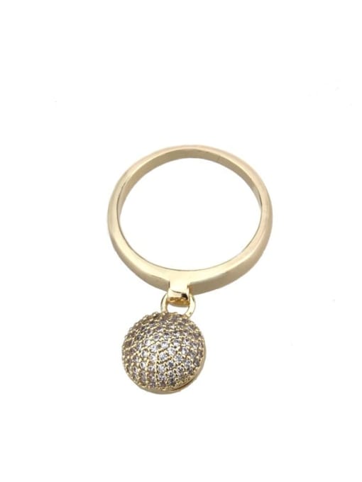 gold-plated Brass Cubic Zirconia Ball Vintage Band Ring