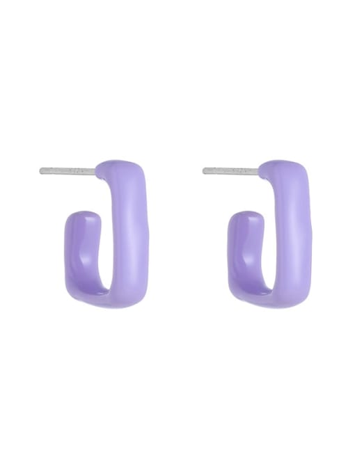purple Brass Enamel Geometric Cute Stud Earring