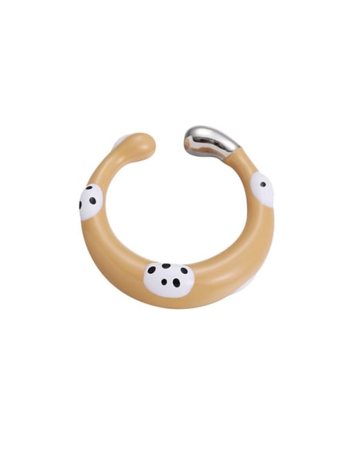brown Brass Enamel Icon Minimalist Band Ring