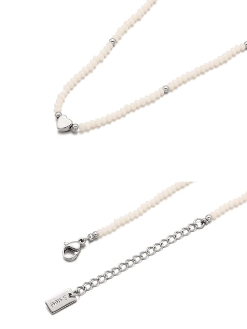 Five Color Titanium Steel Glass beads Heart Minimalist Beaded Necklace 4