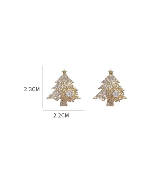 YOUH Brass Cubic Zirconia Tree Dainty Stud Earring 2