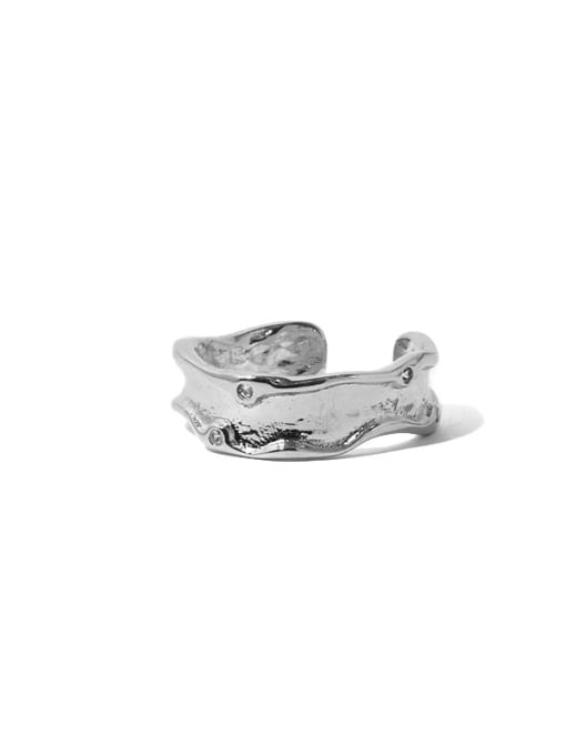 Silver Ring transparent zircon Brass Cubic Zirconia Irregular Vintage Band Ring