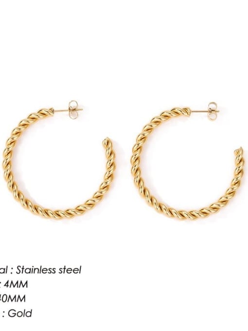 40MM Gold YE35955 Stainless steel Geometric Minimalist Twist C Shape Stud Earring