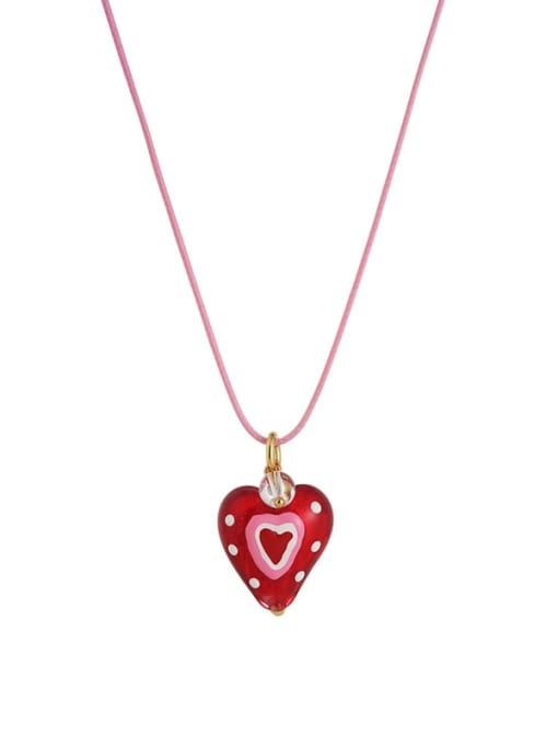 Option 2 (sold with the same earrings) Brass Enamel Heart Cute Necklace